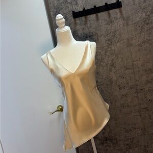 Chic Cream Satin V-Neck Top